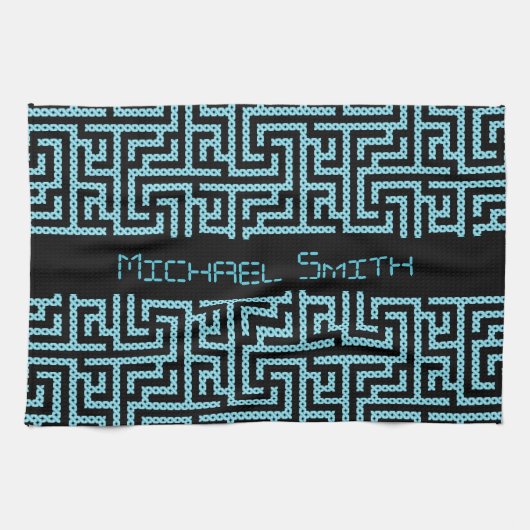 Blue & Black Labyrinth Geschirrtuch (Horizontal)