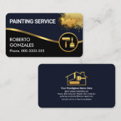 Blue Black Layers Gold Wave Painter Visitenkarte (Vorne/Hinten)