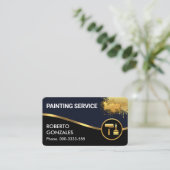 Blue Black Layers Gold Wave Painter Visitenkarte (Stehend Vorderseite)