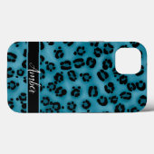 Blue Black Leopard Print Personalisiert Case-Mate iPhone Hülle (Rückseite (Horizontal))