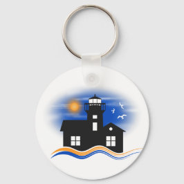 Blue Black Lighthouse Seascape Classic Key Rings Schlüsselanhänger