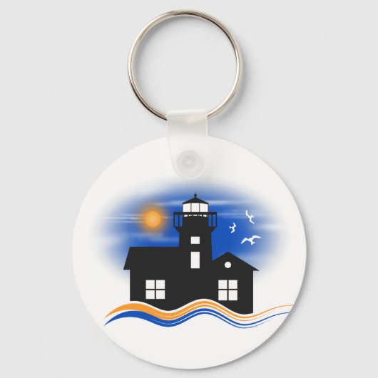 Blue Black Lighthouse Seascape Classic Key Rings Schlüsselanhänger (Vorderseite)