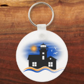 Blue Black Lighthouse Seascape Classic Key Rings Schlüsselanhänger (Vorderseite)