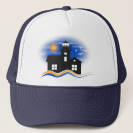 Blue Black Lighthouse Seascape Truckerkappe