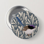 Blue, Black & Lila Fairy Wren Button (Vorne & Hinten)