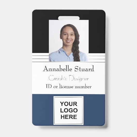 Blue Black Linse Name Foto Mitarbeiter in Bad Ausweis (Front)