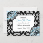 Blue Black Mandala Save the Date Magnetkarte Magneteinladung (Vorderseite)