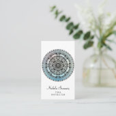 Blue Black Mandala Yoga Instructor Business Card Visitenkarte (Stehend Vorderseite)