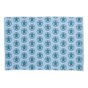 Blue Black Maori Sun Symbol Tribal Turtles Kissenbezug