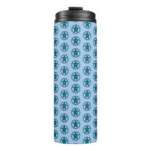Blue Black Maori Sun Symbol Tribal Turtles Thermosbecher