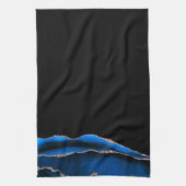 Blue Black Marble Gilded Agate Geschirrtuch (Vertikal)