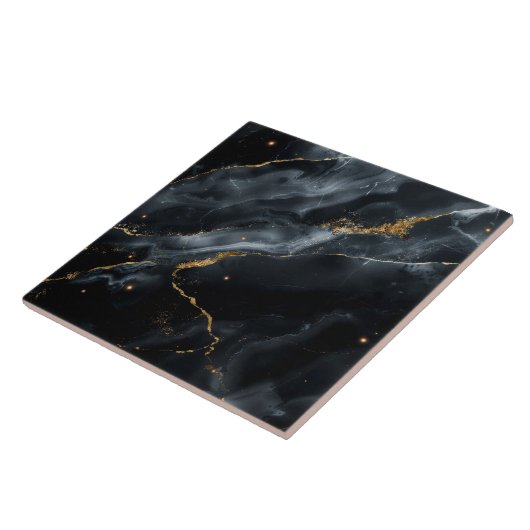 Blue-Black Marble Gold Glitter ID1172c Fliese (Seite)