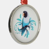Blue Black Masked Lovebird Ornament Aus Metall (Rechts)