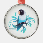 Blue Black Masked Lovebird Ornament Aus Metall (Vorne)
