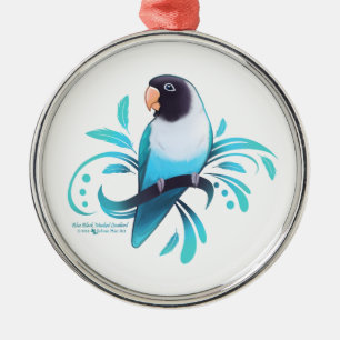 Blue Black Masked Lovebird Ornament Aus Metall