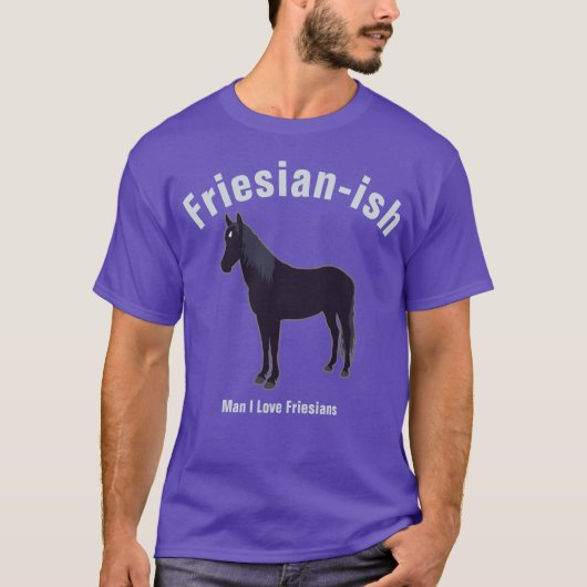 Blue Black Minimal Friesian Horse Silhouette T-Shirt (Vorderseite)