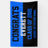 Blue & Black Minimalistisch Graduation Party Banner (Vertikal)