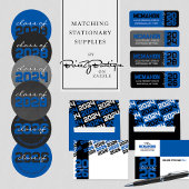 Blue & Black Modern Abschluss Foto Einladung