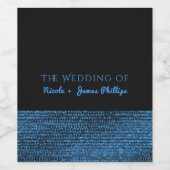 Blue & Black Modern Glam Sequins Chic Wine Labels Weinetikett (Einzelnes Label)