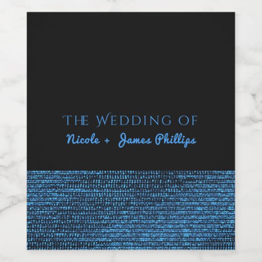 Blue & Black Modern Glam Sequins Chic Wine Labels Weinetikett (Einzelnes Label)