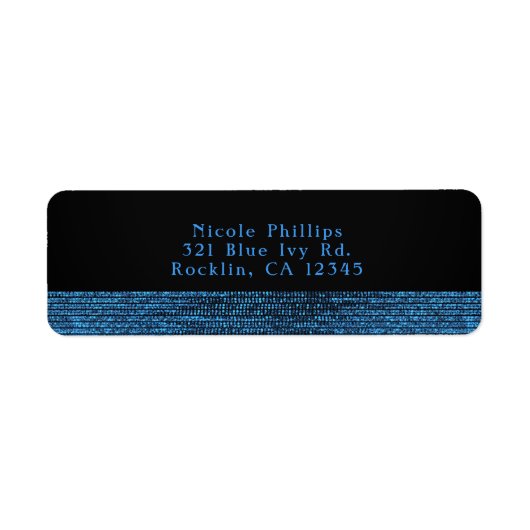 Blue & Black Modern Glam Sequins Party Einladung (Vorne)