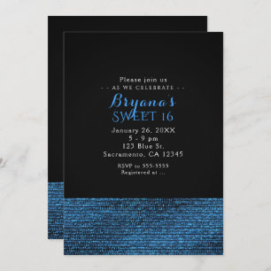Blue & Black Modern Glam Sequins Party Einladungen