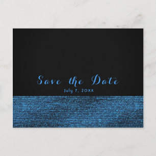 Blue & Black Modern Glam Sequins Save the Date Ankündigungspostkarte