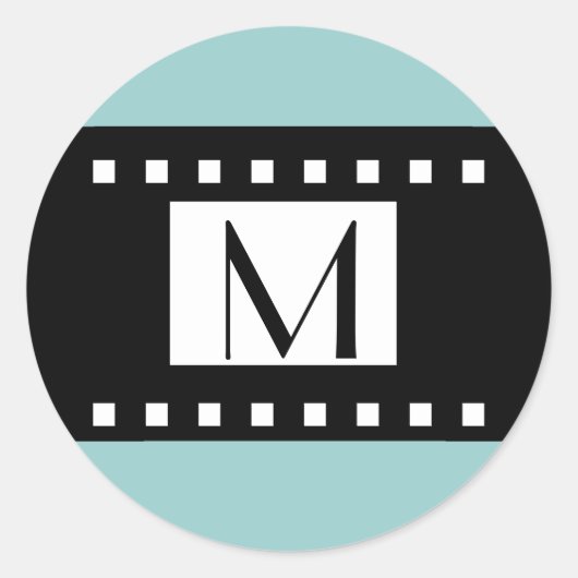 Blue Black Monogram ErstWedding Label Runder Aufkleber (Vorderseite)