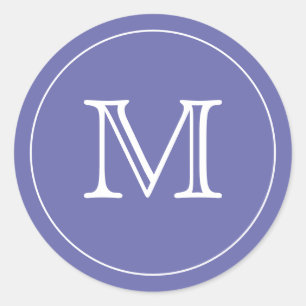 Blue Black Monogram Letter Runder Aufkleber