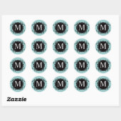 Blue Black Monogram M Wirbel Wedding Sticker (Blatt)