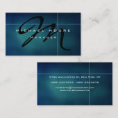 Blue Black Monogram Unicode Manager Business Card Visitenkarte (Vorne/Hinten)