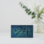 Blue Black Monogram Unicode Manager Business Card Visitenkarte (Stehend Vorderseite)