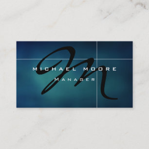 Blue Black Monogram Unicode Manager Business Card Visitenkarte