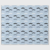 Blue Black Mustaches Geschenkpapier (Flach)