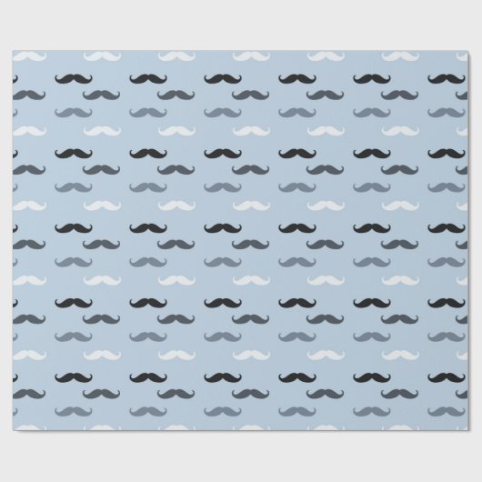 Blue Black Mustaches Geschenkpapier (Flach)