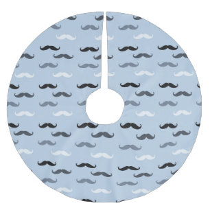 Blue Black Mustaches Polyester Weihnachtsbaumdecke