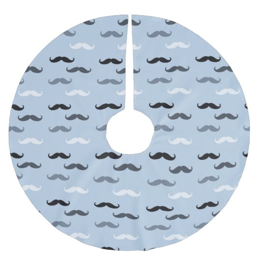 Blue Black Mustaches Polyester Weihnachtsbaumdecke (Vorderseite)