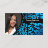 Blue Black Numbers Custom Beruflich Foto Visitenkarte (Vorderseite)