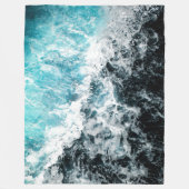 Blue Black Ocean Waves Hawaii Fleecedecke (Vorderseite)