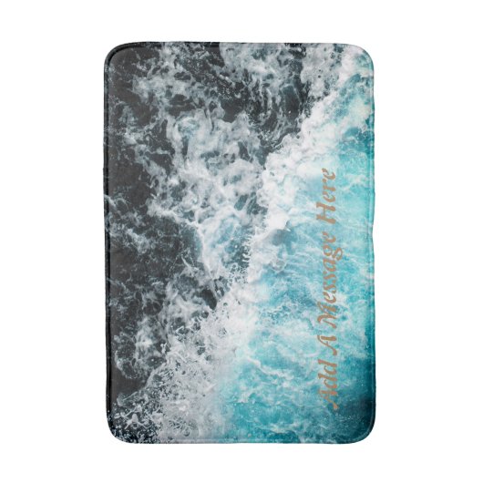 Blue Black Ocean Waves Hawaii individuell anpassba Badematte (Vorderseite Vertikal)