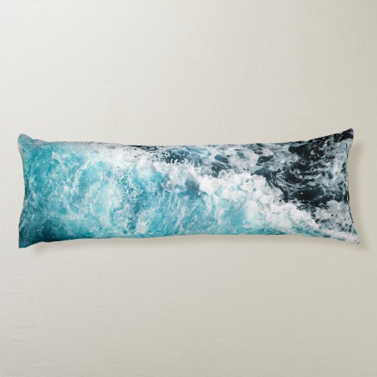 Blue Black Ocean Waves Hawaii individuell anpassba Seitenschläferkissen (Rückseite)