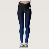 Blue Black Ombre Gradient Custom Business Logo Leggings (Vorderseite)