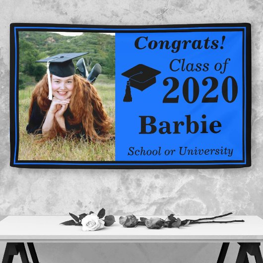 Blue Black One Foto Class of 2024 Abschluss Banner