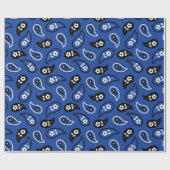 Blue & Black Paisley Gift Wrap Geschenkpapier (Flach)