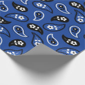 Blue & Black Paisley Gift Wrap Geschenkpapier (Ecke)