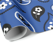 Blue & Black Paisley Gift Wrap Geschenkpapier (Rolleneckpunkt)