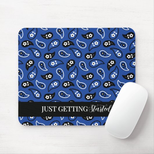 Blue & Black Paisley Mouse Pad Mousepad (Mit Mouse)