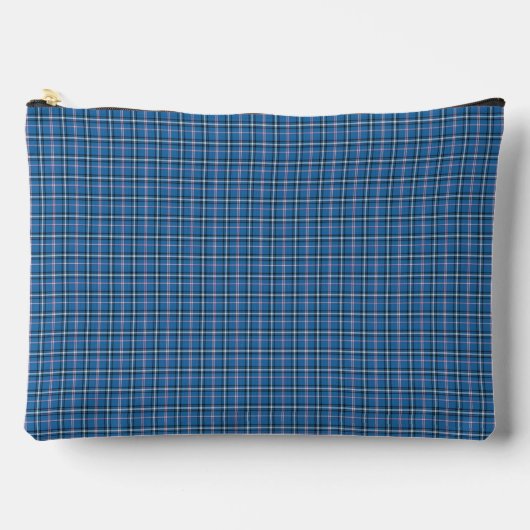 Blue Black Plaid Classic Pattern Modern Zubehörtasche (Vorderseite)
