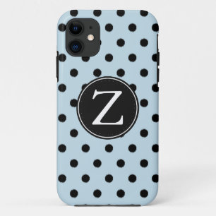 Blue Black Polka Dots Monogram Case-Mate iPhone Hülle