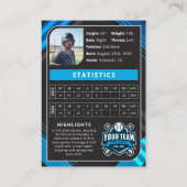 Blue & Black Pro Baseball Trading Card Telefonnummerkarte (Rückseite)
